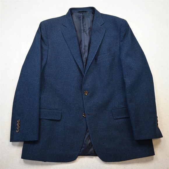 Brooks Brothers 44R Blue Wool Tweed Fitzgerald Mens Blazer Jacket Sport Coat